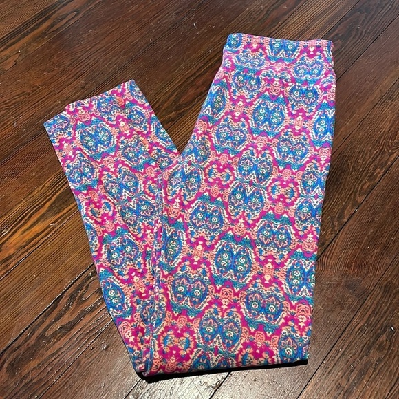 Lularoe Women’s Pink and Blue Leggings One Size - Picture 1 of 5